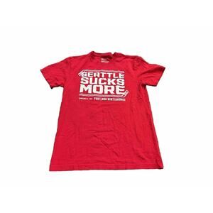 Portland Gear Mens Portland Winterhawks “Seattle Sucks More” Red T-Shirt Size S